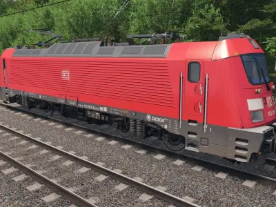 German Double Decker Train and Locomotive Low-poly 3D model