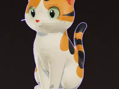 stylized low-poly cat 3D model Low-poly 3D model