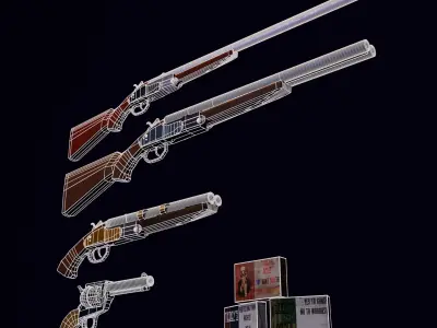 PACK Old West Gun Low-poly 3D model