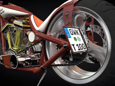 Custom red chopper - High-Poly Resolution 3D model
