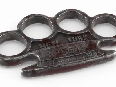 Old Vintage New York 1864 Steel Knuckle with Blood 3D model