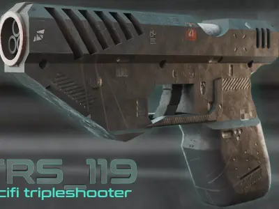 SciFi Gun - Tripleshooter Low-poly 3D model