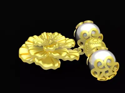 Oriental Floral Decorative Element for Beaded Bracelet 114a 3D print model
