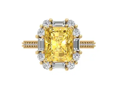 Emerald Art Deco Ring 3D print model 29