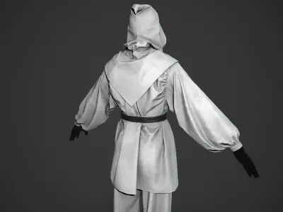 White Medieval Outfit Low-poly 3D model
