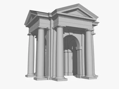 Tuscan order Arched portico in the mas with freestanding column Low-poly 3D model