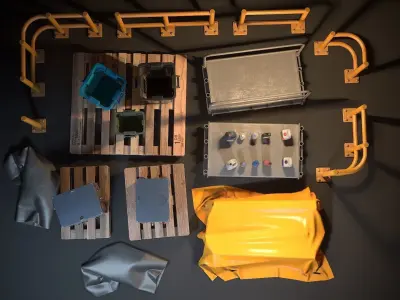 Storage Generic Prop Collection - Game ready Low-poly 3D model