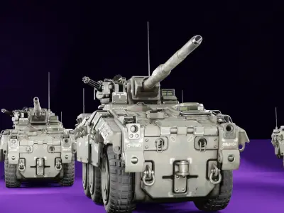 military tank low poly 3D model