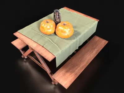 Outdoor Table and seat 3D model