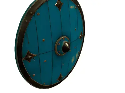 Realistic Medieval Round Wooden Shield Low-poly 3D model