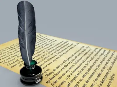 Inkwell and Feather 3D model