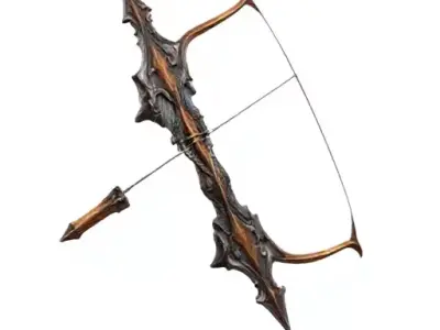 Elven Curve Bow Low-poly 3D model