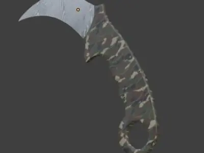 Karambit knife with camouflage pattern 3D model