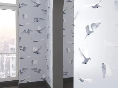 WallDeco-Life-var-11 room with birds on wall 3D model