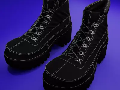 3D models of brown and black boots 3D model