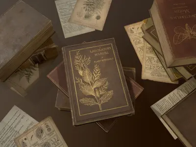 Old Books set - PBR Game Ready Low-poly 3D model