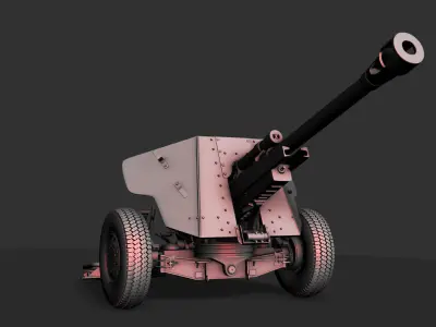 Anti Aircraft Gun Low-poly 3D model by stonegamer