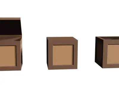 Open Wooden Crate Low Poly GameReady Low-poly 3D model