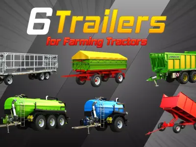 6 Trailers for Farming Tractorts 3D Model Pack