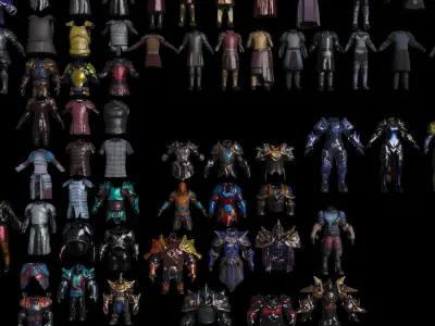 Fantasy SciFi collection Armors masks Hoods monsters 3D model