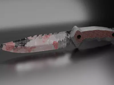 Knife 3D model with blood mark Low-poly 3D model