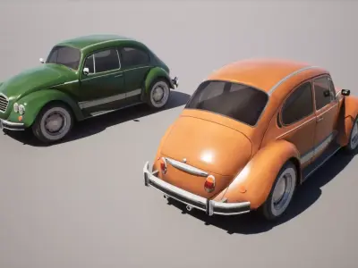 Low Poly Small Car 2 - Game Ready Low-poly 3D model