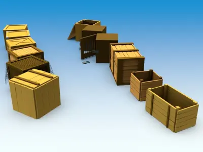 Set of boxes Free low-poly 3D model