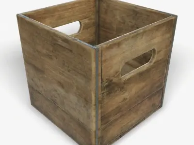 Wooden Milk Crate Game Ready PBR Textures Low Poly Low-poly 3D model