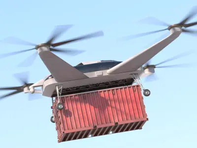 Realistic Heavy Cargo Drone Low-poly 3D model