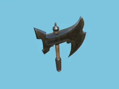 Medieval Battle Axe 01 Metal Wood - Fantasy Weaponry Low-poly 3D model