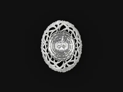 vintage brooch branches with large  stone  894 3D print model