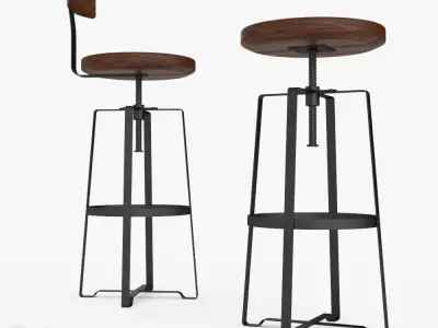 Rustic Industrial Stool by West Elm 3D model