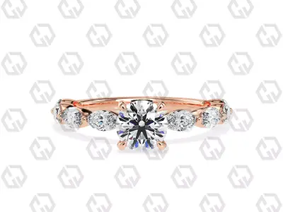 Ring 179 Round Shape marquise on shanks with Gems 3D print model