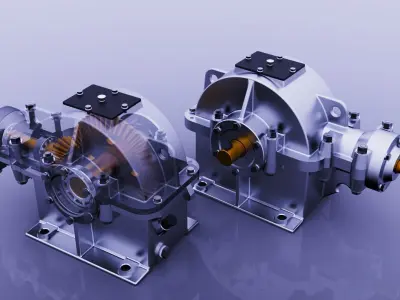 SINGLE STAGE BEVEL GEAR REDUCER 3D model