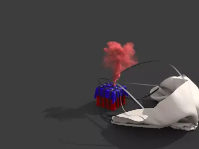 PUBG Air Drop Animated with Parachute 3D model