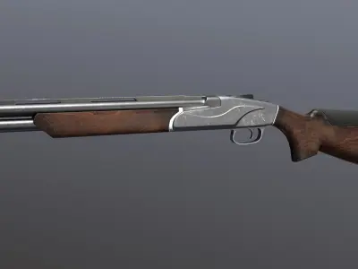 Shotgun Low-poly 3D model 2
