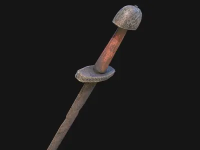 Viking Sword Wooden Hilt Low-poly 3D model