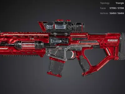 Red Rifle Gun 3D model purchase