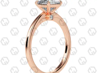 Ring 158 Princess shape with hidden signature diamond both side 3D print model