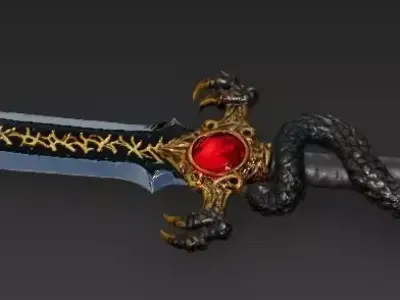 Dragons Coil Obsidian Dagger 3D Model Low-poly 3D model