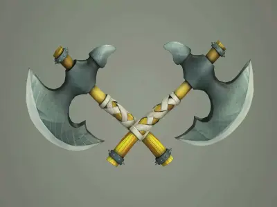cartoon handle Stylized Axe 3D model