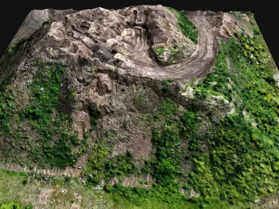 construction site sand pile plants drone PBR photogrammetry Low-poly 3D model