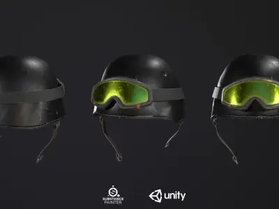 Combat Helmet PBR Low-poly 3D model