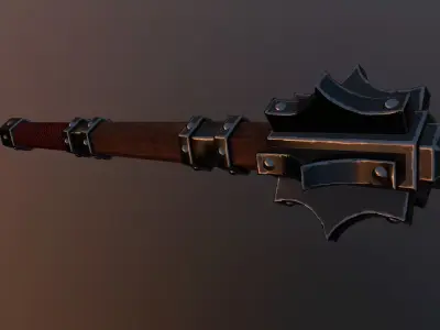 Medieval mace Low-poly 3D model 5