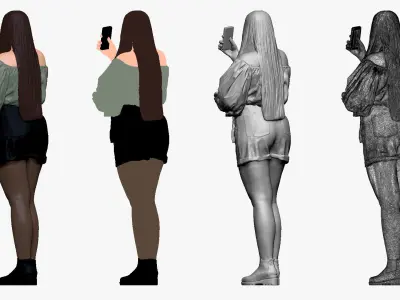 001506 girl with a phone in shorts 3D model