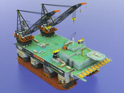 Offshore lifting platform-drilling platform 3D model