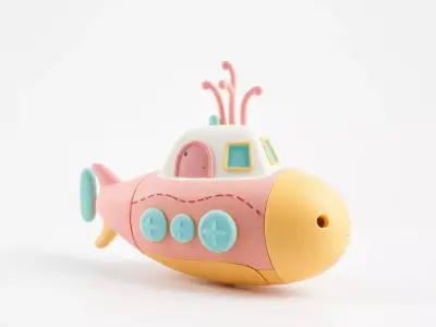 Colorful Submarine Toy model pack Low-poly 3D model