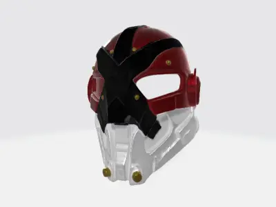 Cyber Knight Helmet Low-poly 3D model