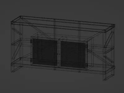 Industrial rustic media console Low-poly 3D model