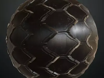 Sci-Fi Dark Metallic Hexagonal Armor Plates PBR Seamless Texture